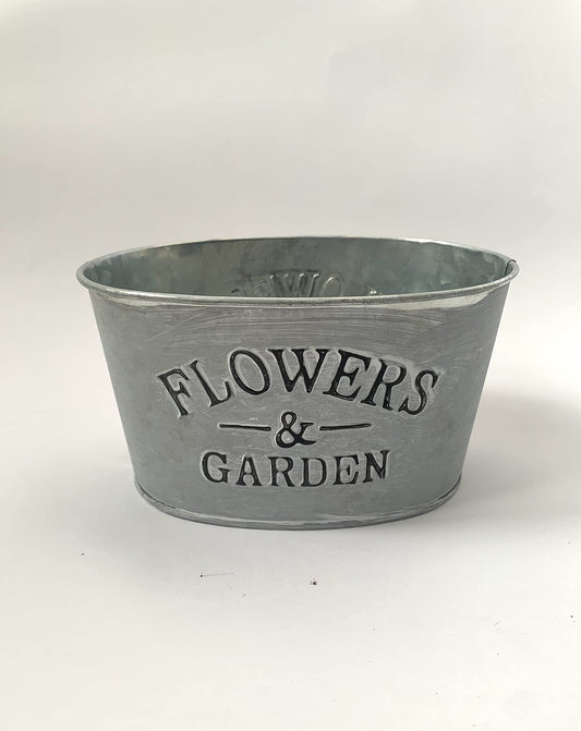 Tin 'Flowers & Garden' Pot - 17cm