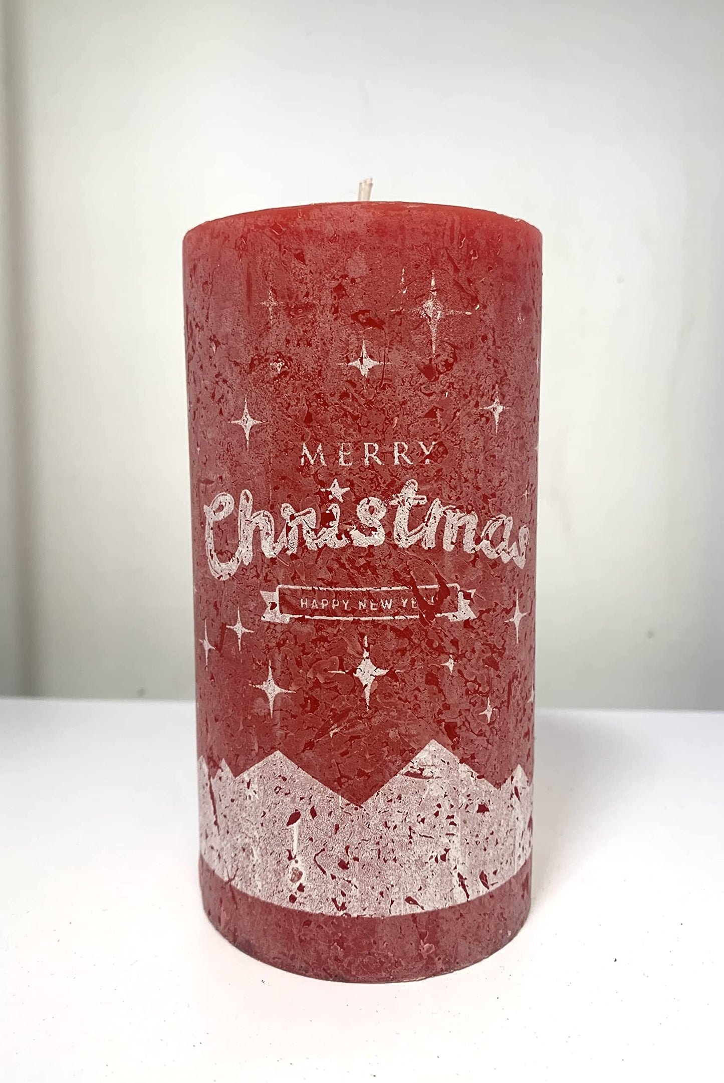Christmas Pillar Candles - 'Merry Christmas' - 2 x Candle Pack (130mm x 68mm)