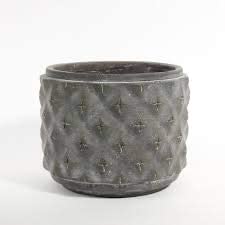 Ceramic Pot - 'Graphic' Cylinder - Grey (14cm x 11cm) - AcquaGarden