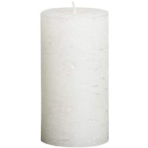 Rustic Metallic Pillar Candle - White - 2 x Candle Pack (130mm x 68mm) - AcquaGarden